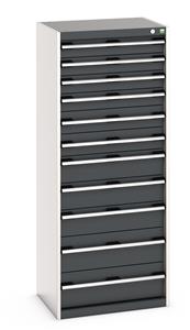 Cabinet consists of 4 x 100mm, 2 x 125mm, 3 x 150mm and 2 x 200mm high drawers 100% extension drawer with internal dimensions of 525mm wide x 400mm deep. The... Bott Drawer Cabinets 525 Depth with 650mm wide full extension drawers